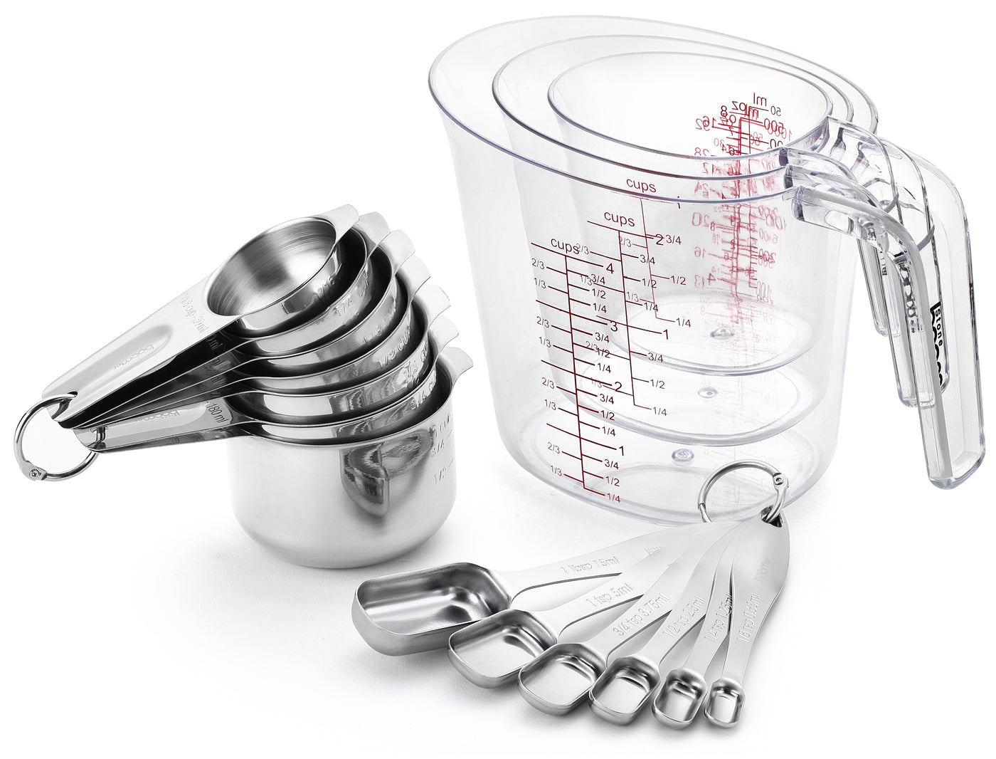 Stainless Steel Stackable Measuring Cups and Spoons 21 pcs